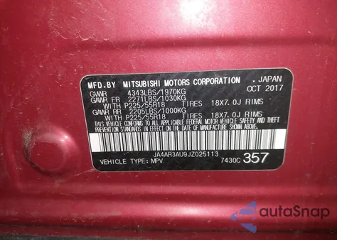 2018 Mitsubishi Outlander Sport 2.0 Le из США, поврежденный, VIN JA4AR3AU9JZ025113